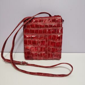Purse Crossbody Hipster Red Vinyl 7"×6.5"×1.5"